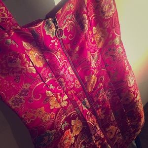 Hot pink floral zip up dress